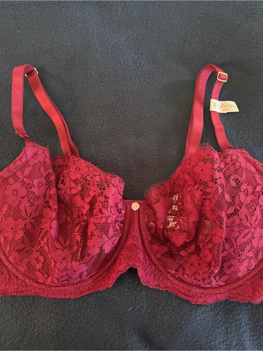 Victoria Secret Women’s Lace Underwire Bra in Deep Red 36DDD